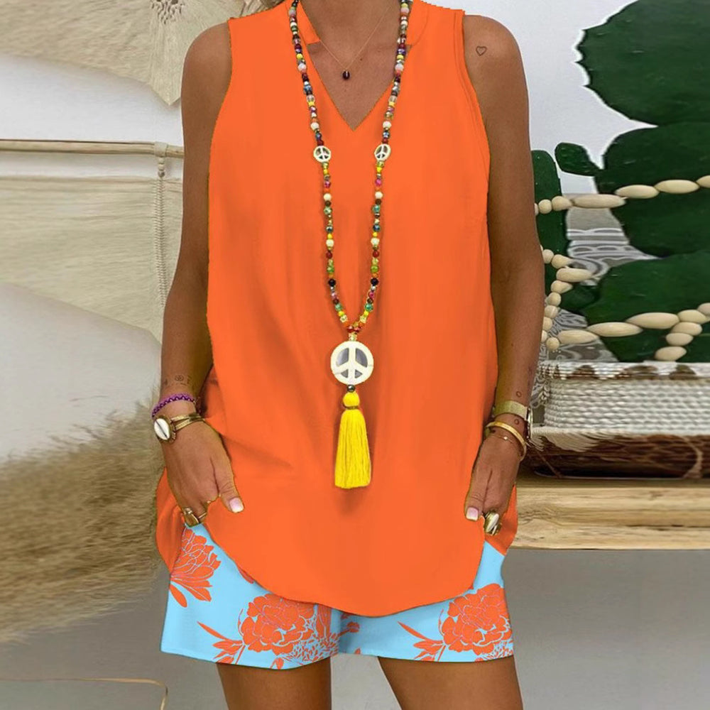Damen Sommerliches V-Ausschnitt Top Heidi-Mode