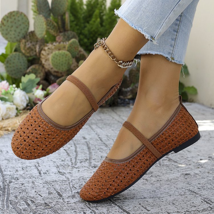 Damen geflochtene Ballerinas mit atmungsaktivem Design und komfortabler Sohle R&B