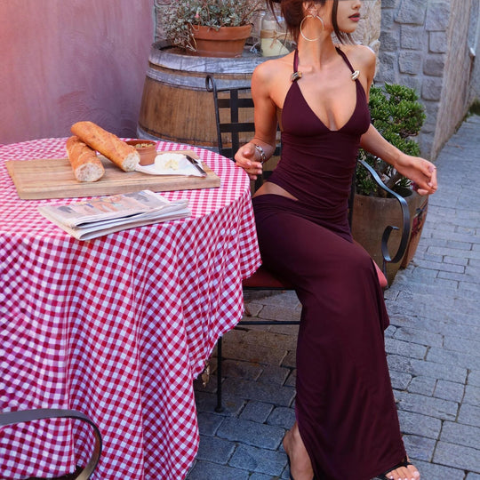 Damen Elegantes Maxikleid mit raffinierten Drapierungen und schickem V-Ausschnitt R&B