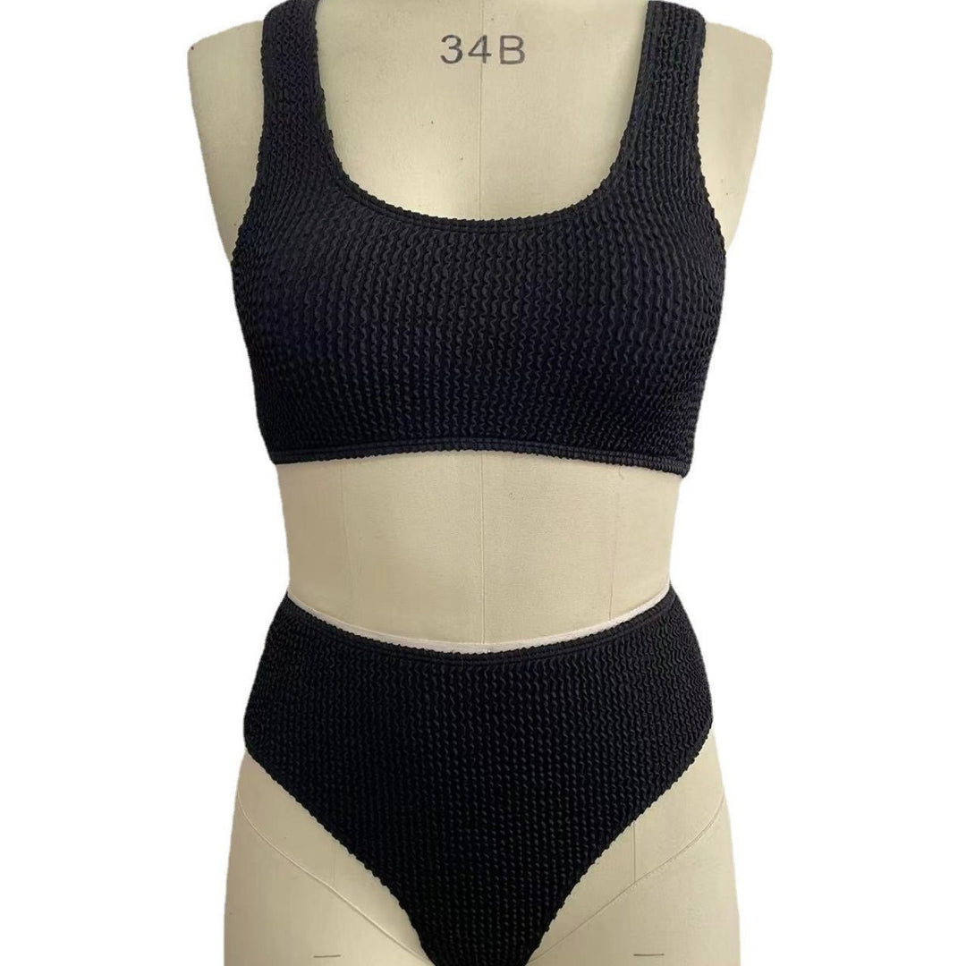 Damen High-Waist Bikini-Set mit modischem Rippstrick R&B