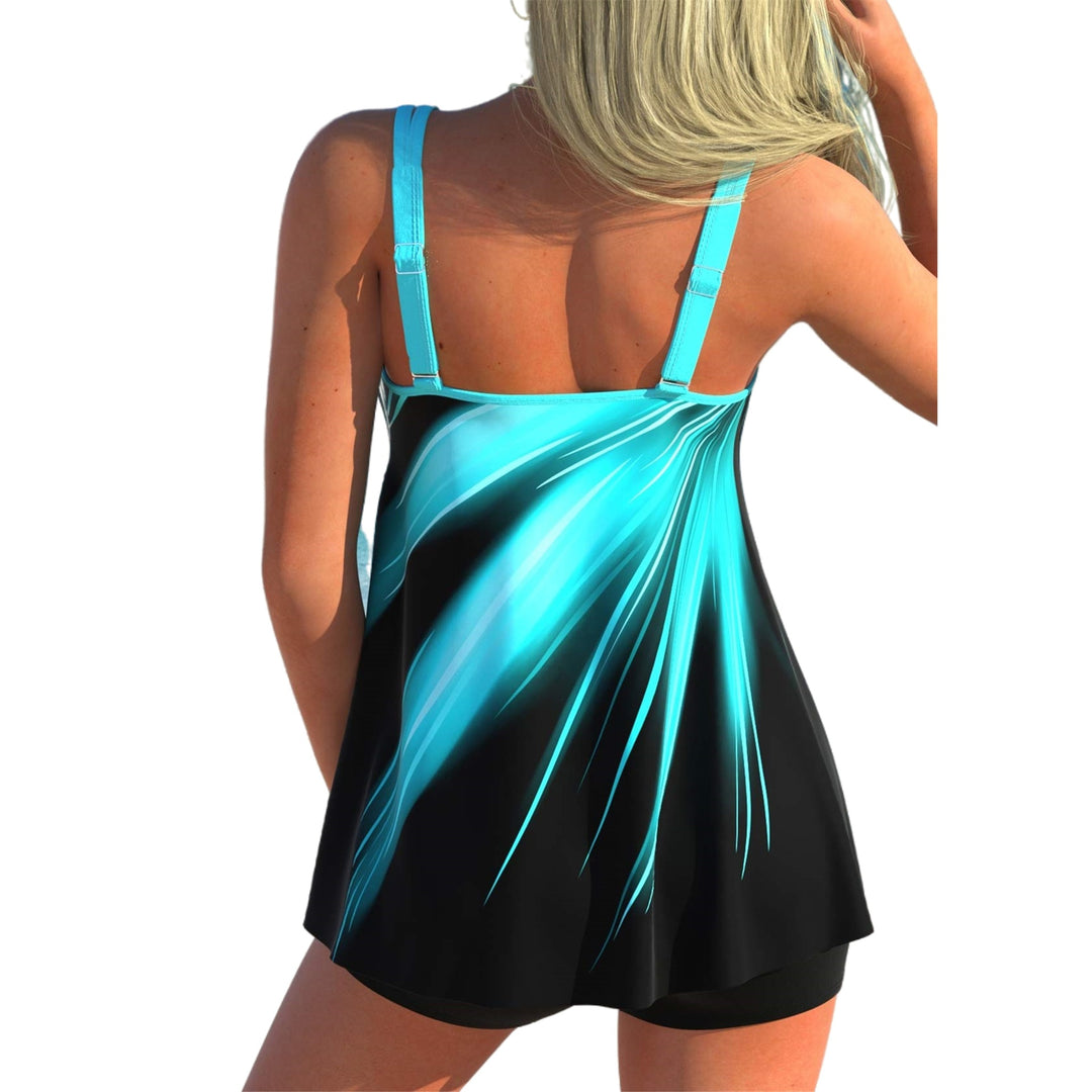 Damen nan fließendes A-Linien Tankini-Oberteil mit doppelten Spaghettiträgern und figurumspielender Passform R&B