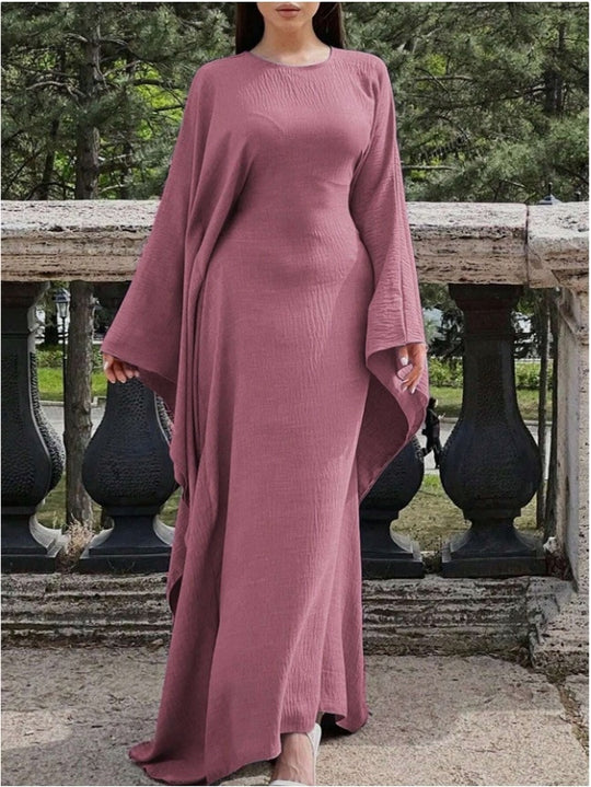 Damen Elegantes Maxikleid mit weiten Ärmeln und lockerem Schnitt R&B