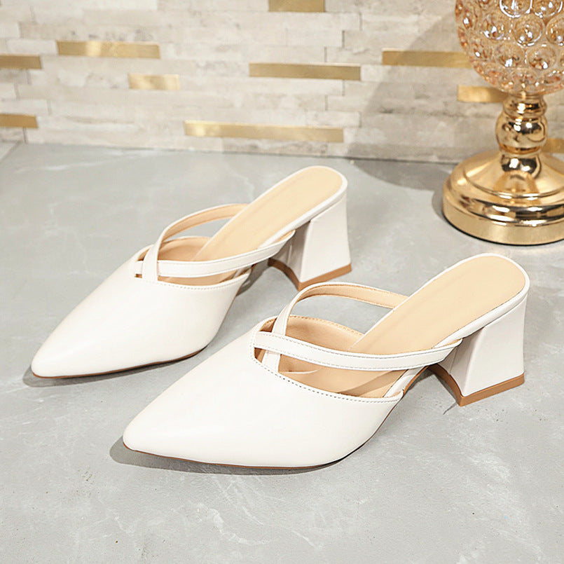 Damen elegante Slingback-Pantoletten mit spitz zulaufendem Design R&B