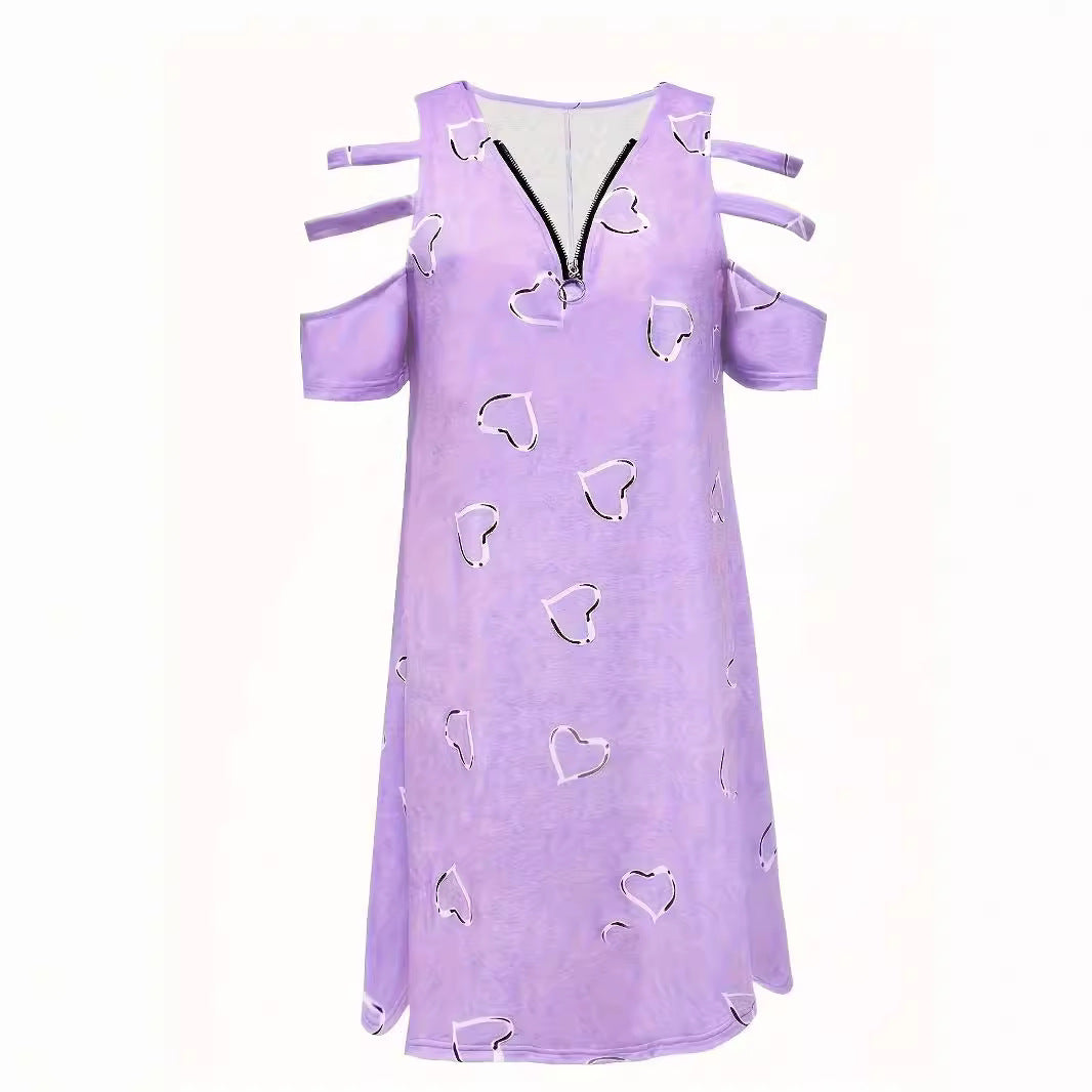 Damen Kleid mit Herzmotiv und seitlichen Cut-Outs R&B