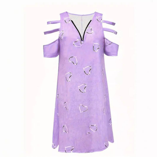 Damen Kleid mit Herzmotiv und seitlichen Cut-Outs R&B
