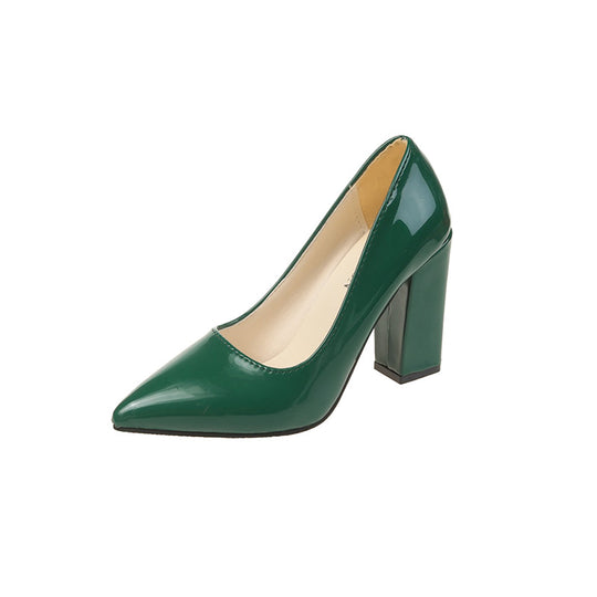 Damen Spitzen Pumps mit bequemem Blockabsatz und glänzendem Finish R&B