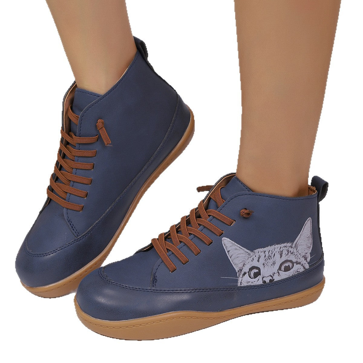 Damen Sneakers mit kreativem Katzen-Design und rutschfester Sohle R&B