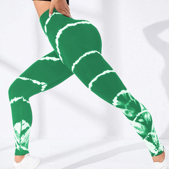 Damen Sportliche Hochbund-Leggings mit auffälligem Tie-Dye-Muster R&B
