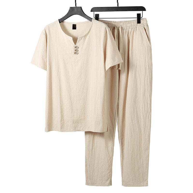 Damen lässiges Lounge-Set mit Knopfdetails und elastischem Bund R&B