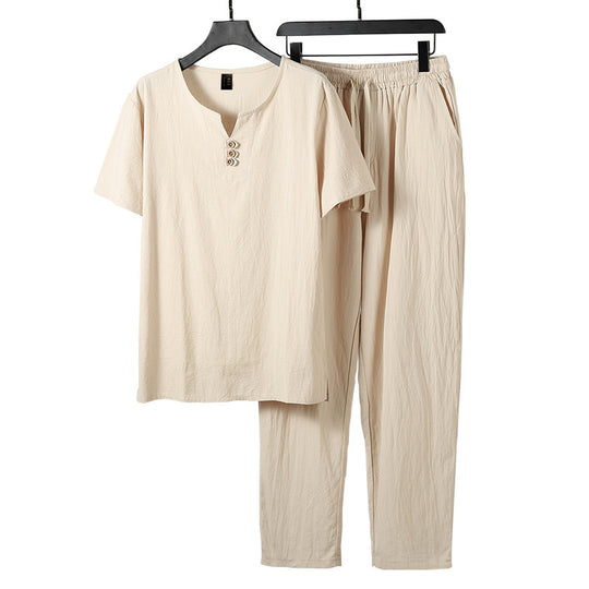 Damen lässiges Lounge-Set mit Knopfdetails und elastischem Bund R&B