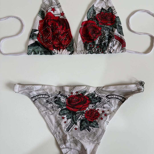 Damen Bikini-Set mit floralen Akzenten und Dekoration R&B