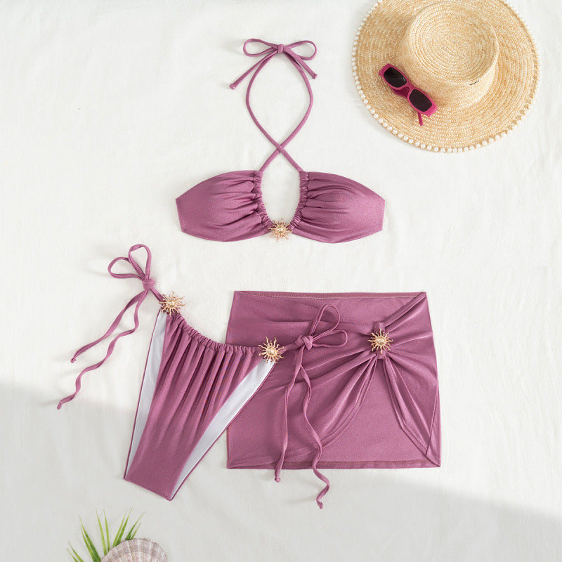 Damen Triangel-Bikini mit eleganter Rock-Überwurf R&B