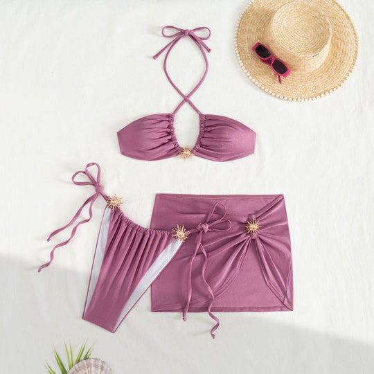 Damen Triangel-Bikini mit eleganter Rock-Überwurf R&B