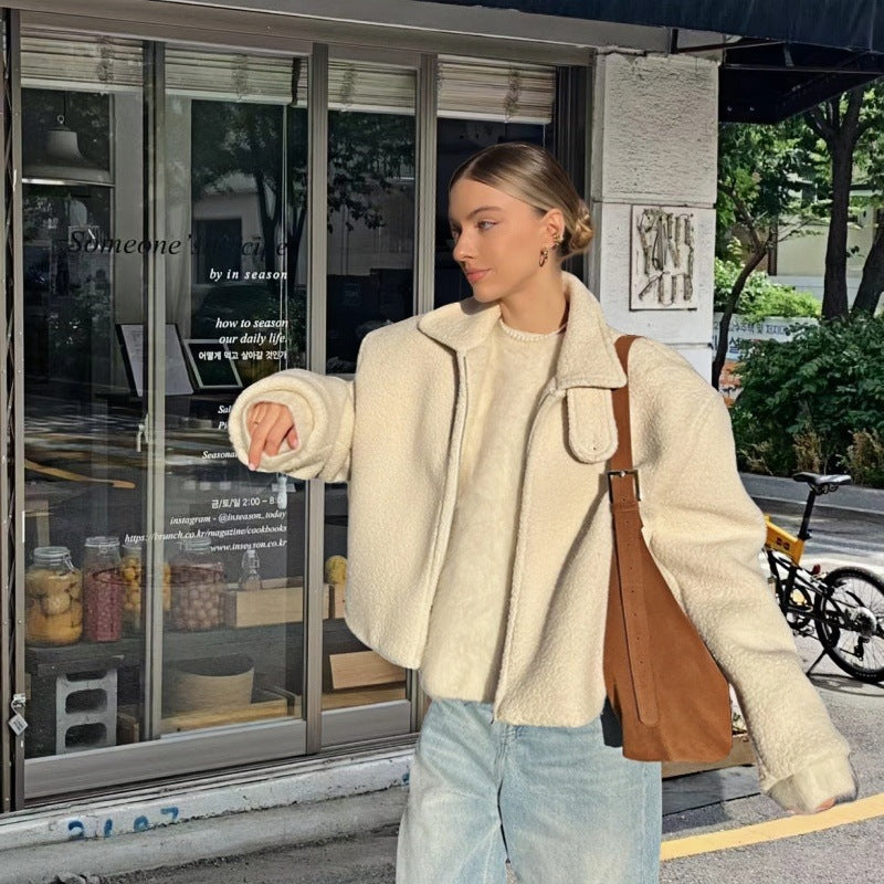 Damen kuschelige und stylische Kurzjacke R&B