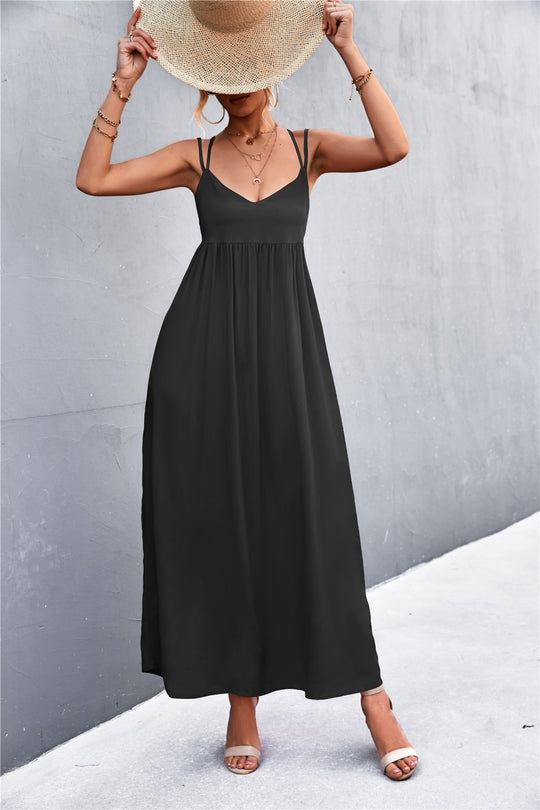 Damen Maxikleid mit feinen Spaghetti-Trägern R&B
