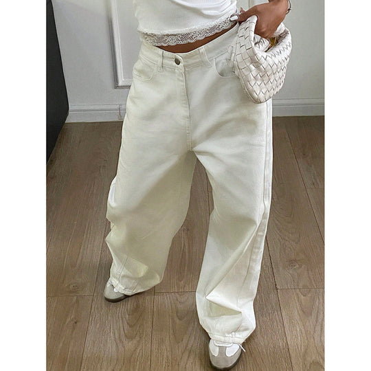Damen Weite High-Waist Jeans im modernen Design R&B