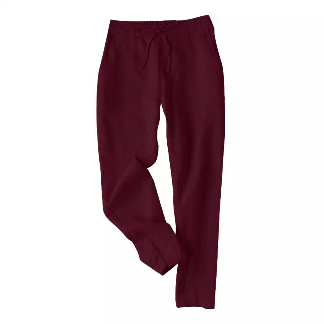 Damen Leichte Chinohose aus atmungsaktivem Leinenmix mit verstellbarem Bund R&B