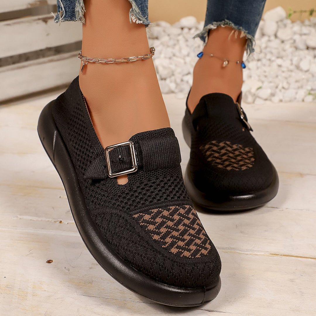 Damen Komfortable Slip-On Sneakers mit modischem Riemendesign R&B