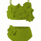 Damen Zweiteiliges Bikini-Set mit floralem Design und hochgeschnittenem Slip R&B