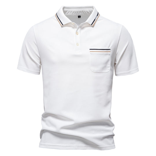 Herren nan modernes Poloshirt mit aufgesetzter Brusttasche und Kontrastbesatz am Polokragen R&B