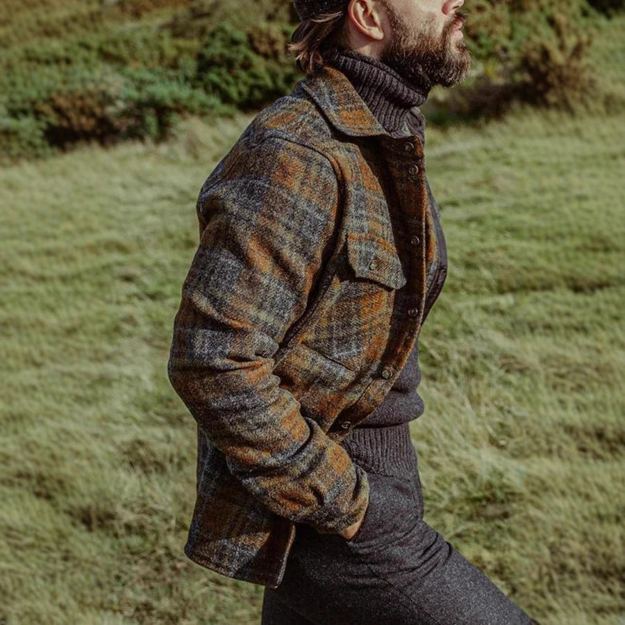 Herren Gemusterte Flanelljacke mit praktischen Taschen