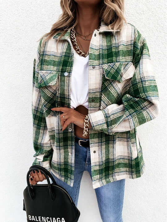 Damen Übergroße Karo-Pulloverjacke R&B
