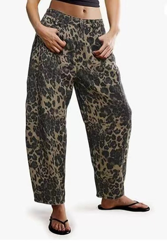 Damen Leichte Sommerhose im Leopardenmuster R&B