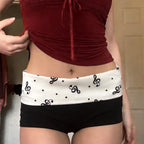 Damen Bade-Shorts mit verspieltem Notenmuster und bequemem Bund R&B