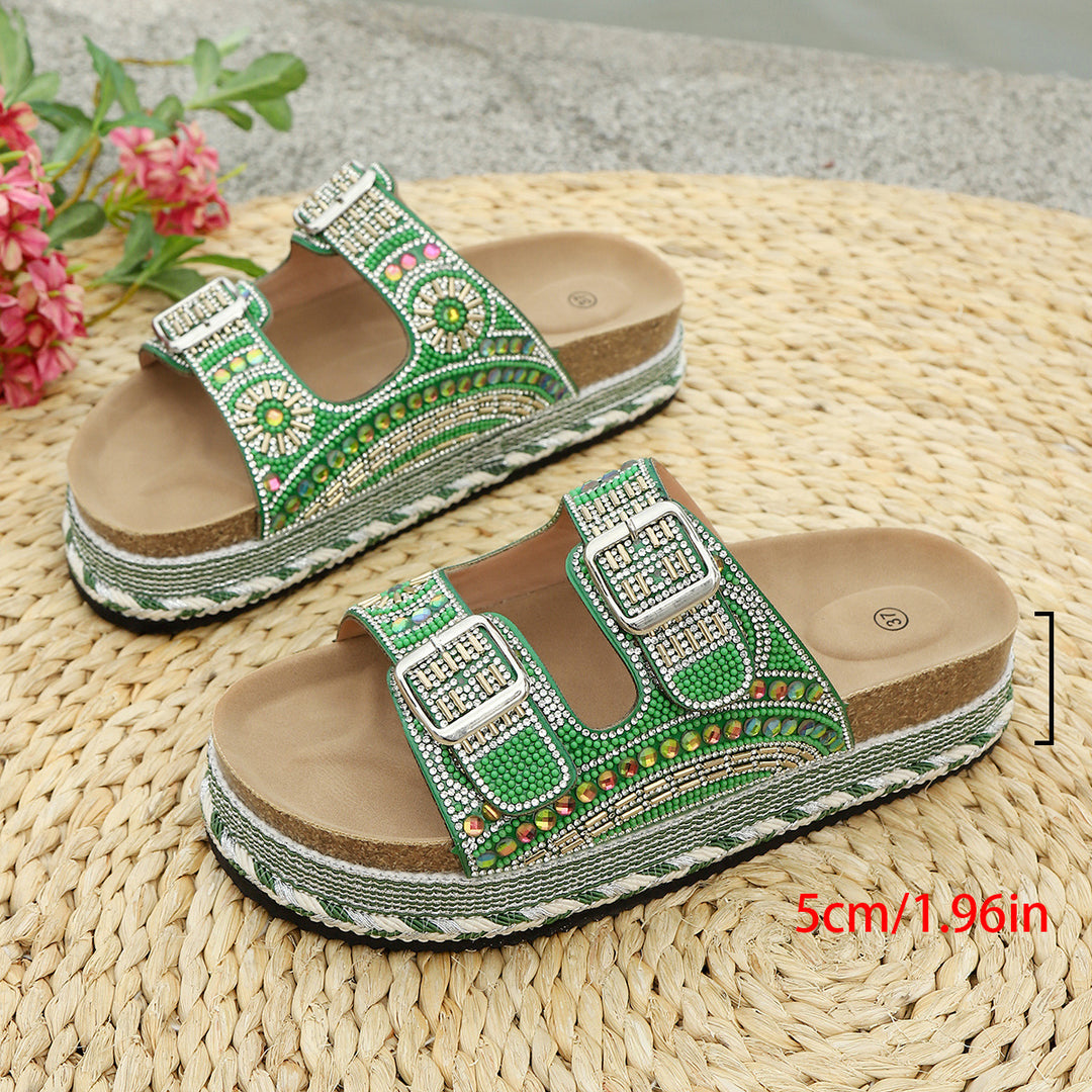 Damen Badesandalen mit elegantem Schmuck-Design und komfortablem Fußbett R&B
