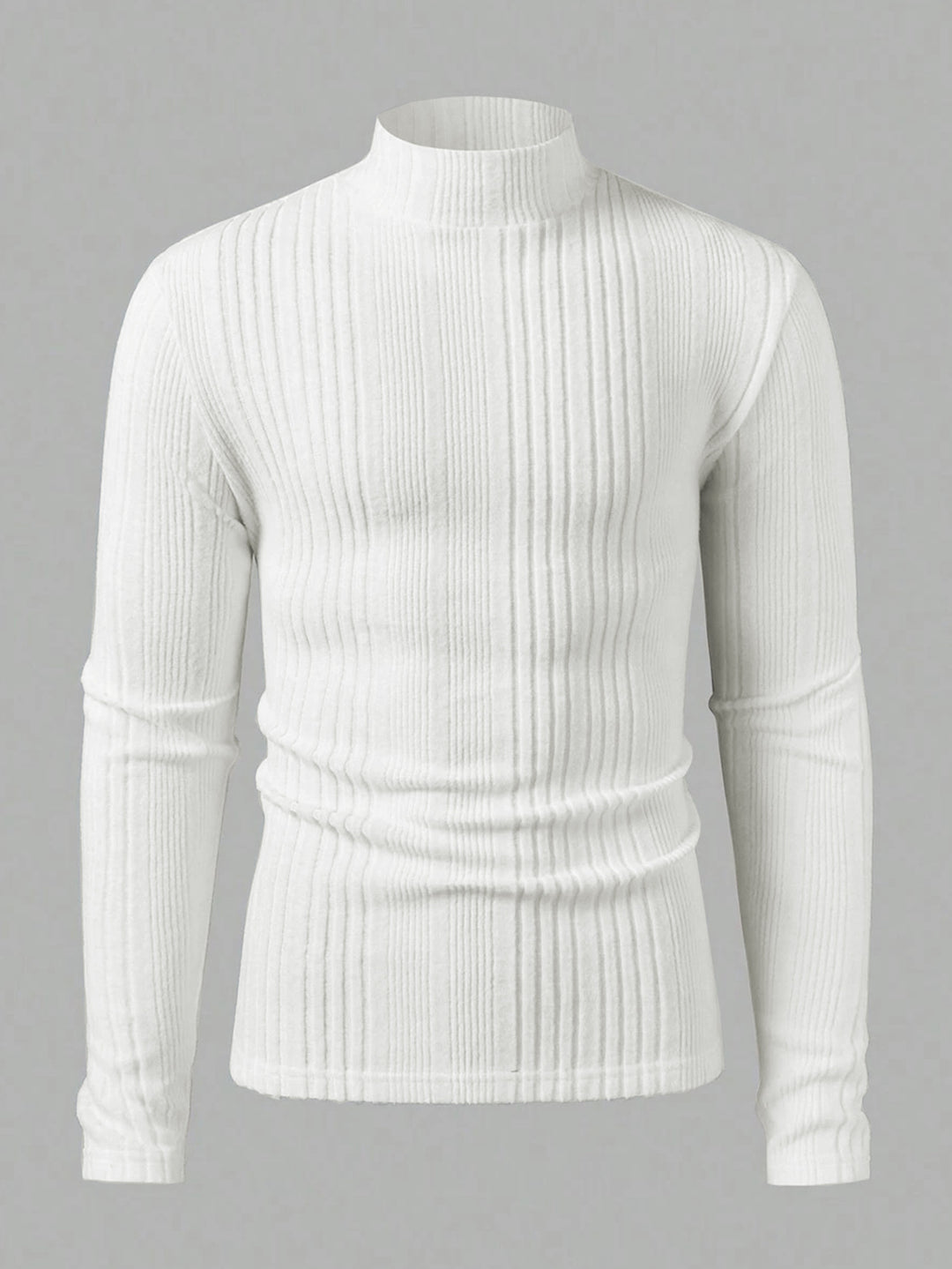 Herren Strickpullover mit hohem Kragen und Rippstruktur R&B