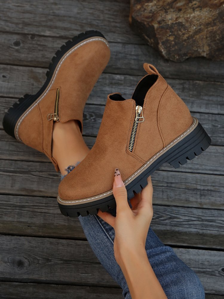 Damen lässige Stiefeletten mit seitlichem Reißverschluss und rutschfester Sohle R&B