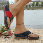 Damen Bequeme Zehentrenner-Sandalen mit floralem Design und rutschfester Sohle R&B