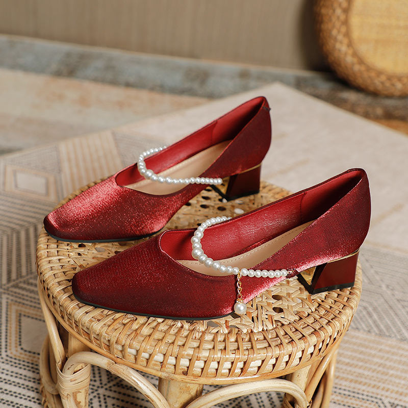 Damen schicke Pumps mit verzierten Riemen