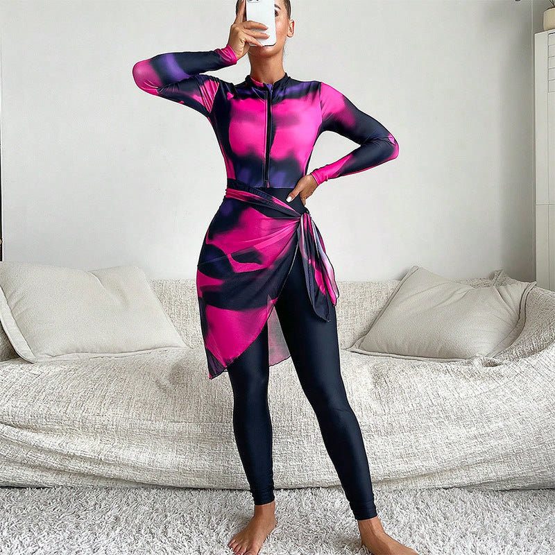 Damen Sportliche Leggings mit modischem Wickeloberteil R&B