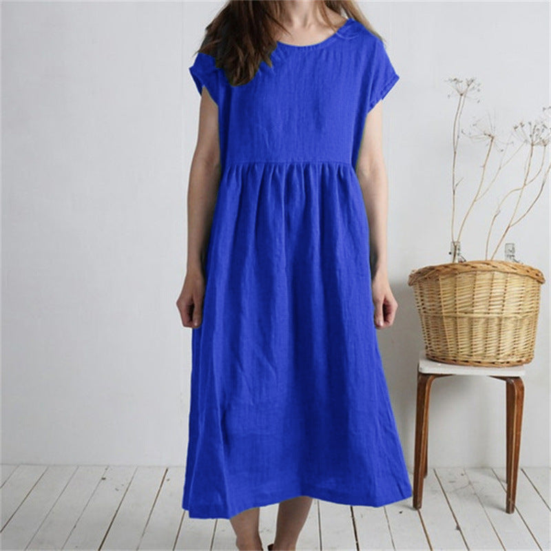 Damen Langmaxikleid aus atmungsaktivem Leinenstoff mit lockerer Passform R&B