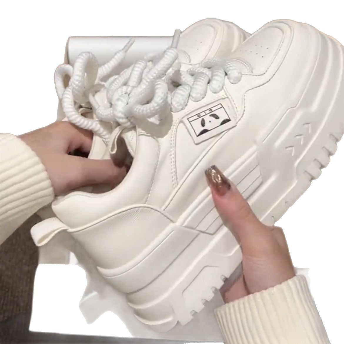Damen Modische Sneaker mit dicker Profilsohle und elastischen Schnürsenkeln R&B