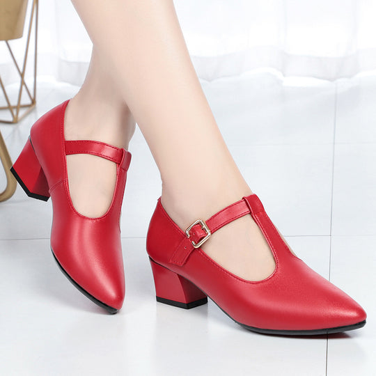 Damen Mary Jane Schuhe mit elegantem Riemchen und angenehm gepolstertem Blockabsatz R&B
