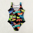 Damen Badeanzug mit grafischem Design und modischem Cut-Out R&B