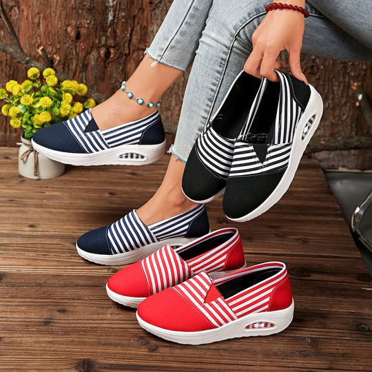 Damen Komfortable Freizeit-Sneaker mit modischem Streifenmuster R&B