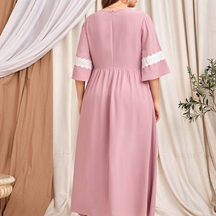 Damen Maxikleid mit eleganten Spitzenakzenten und luftigen Ärmeln R&B