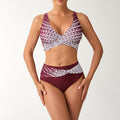 Damen Hochtailliertes Bikini-Set mit geschnürtem Oberteil und grafischen Akzenten R&B
