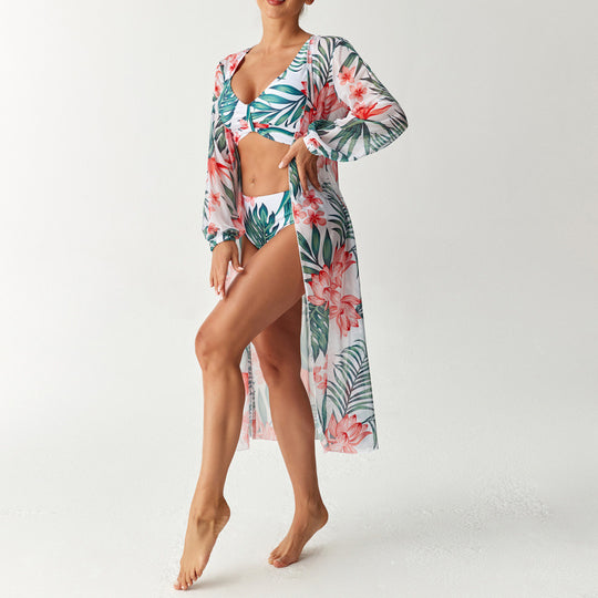 Damen Bikiniset mit farbenfrohem Design und transparenter Strandumhüllung R&B