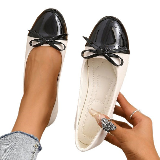 Damen Ballerinas mit eleganter Farbblockgestaltung und zartem Schleifen-Detail R&B