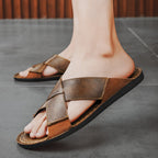 Herren Elegante und bequeme Leder-Sandalen mit verstellbarem Riemensystem R&B