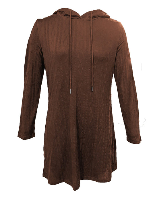 Damen Kapuzenkleid mit strukturiertem Strickmuster und lässigem Schnitt R&B