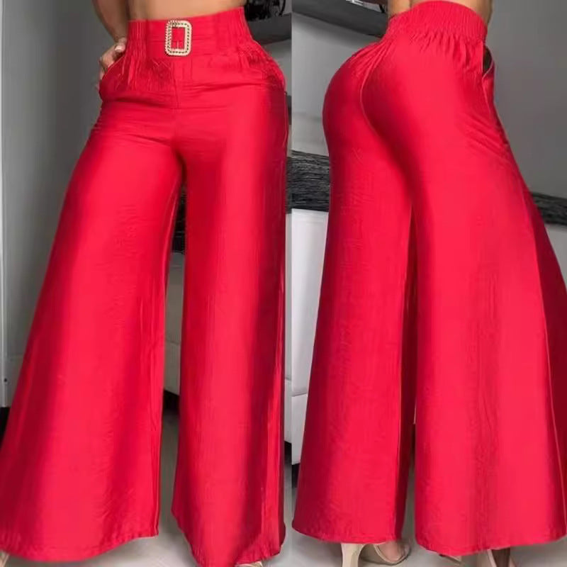 Damen Weit geschnittene Palazzo-Hose mit dekorativem Taillenbund R&B