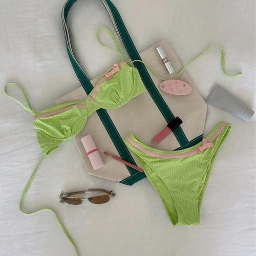 Damen gepunkteter Bikini mit verspieltem Design R&B