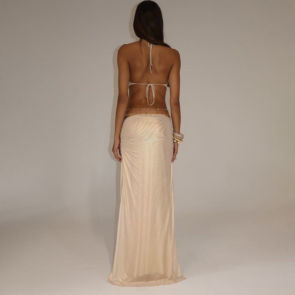 Damen Traumhaftes Abendkleid mit tiefem Ausschnitt und ausgefallenen Cut-Outs R&B