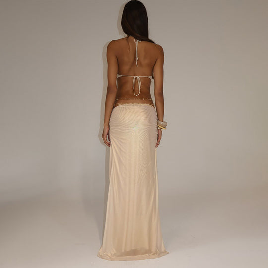 Damen Traumhaftes Abendkleid mit tiefem Ausschnitt und ausgefallenen Cut-Outs R&B
