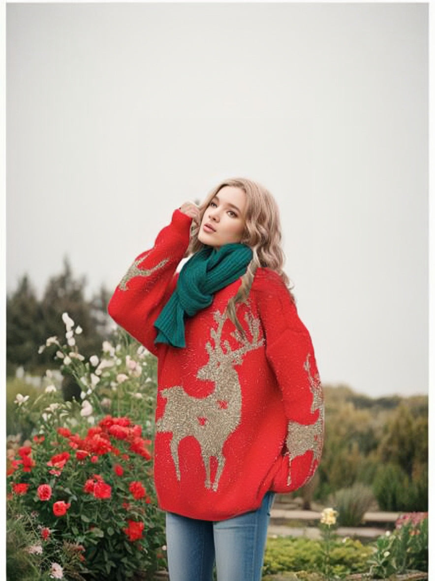Damen Kuscheliger Pullover mit festlichem Schneeflocken-Muster R&B